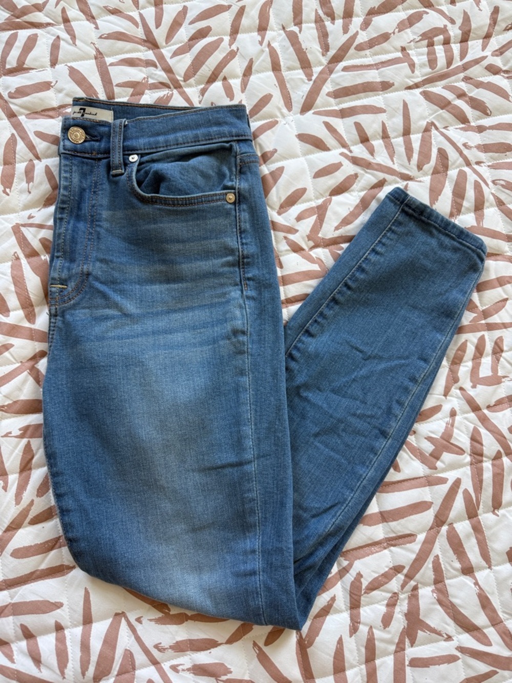7 For All Mankind High Waist Blue Skinny Jeans